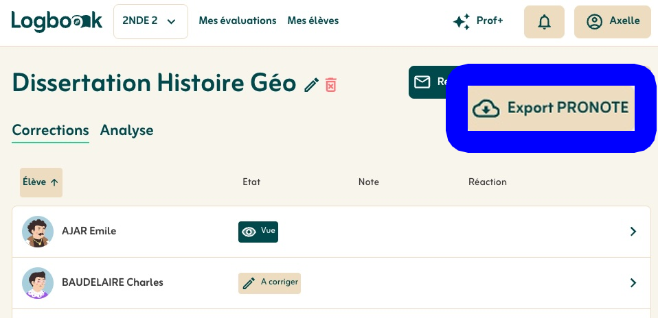 capture interface avec bouton Logbook